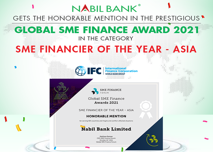 Nabil Bank honored with Global SME Finance Award-2021